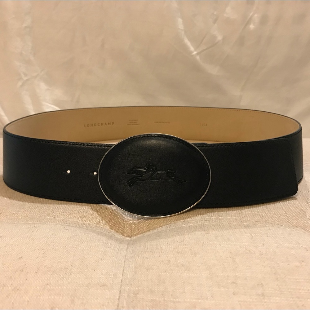 Authentic Wide Longchamp Belt - Classic Black